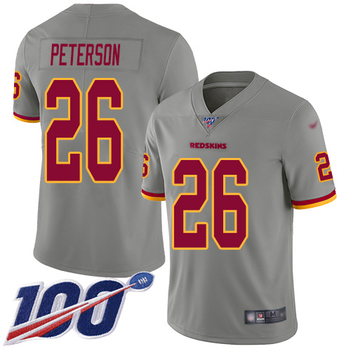 Washington Redskins Limited Gray Men Adrian Peterson Jersey NFL Football 26 100th Season Inverted